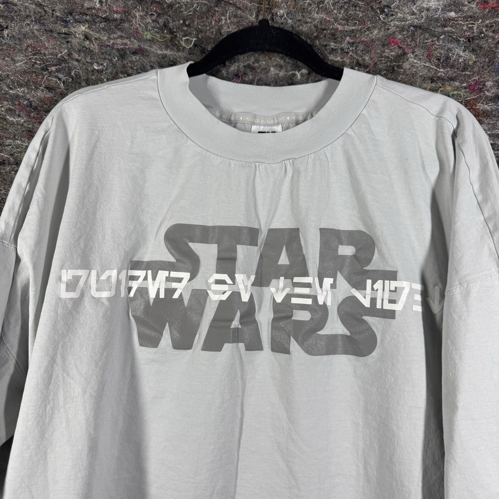 Star Wars Disney Ashley Eckstein Womens L Gray Oversized Aurebesh T-Shirt - Picture 2 of 16